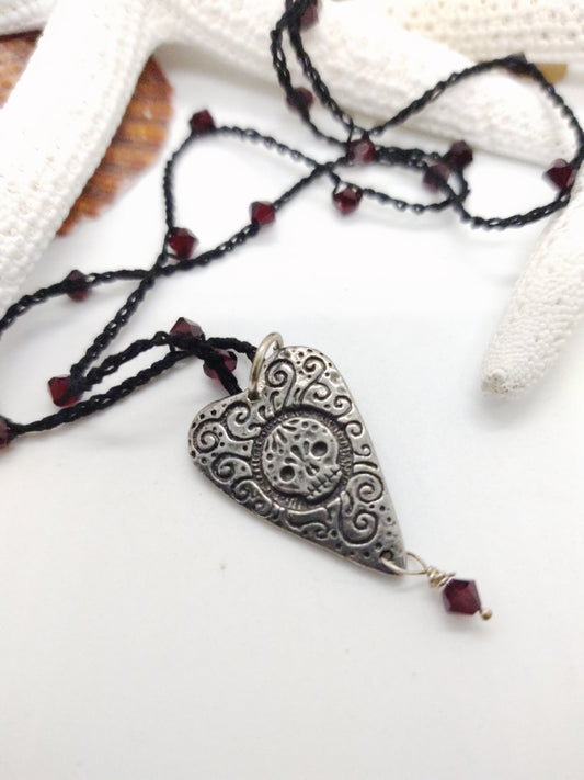 Beaded Crochet Red Crystal Necklace