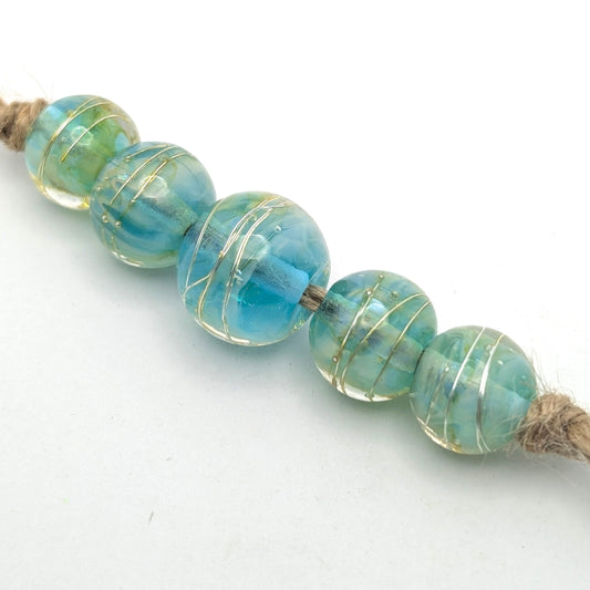 Silver Glass Bead Set of 5