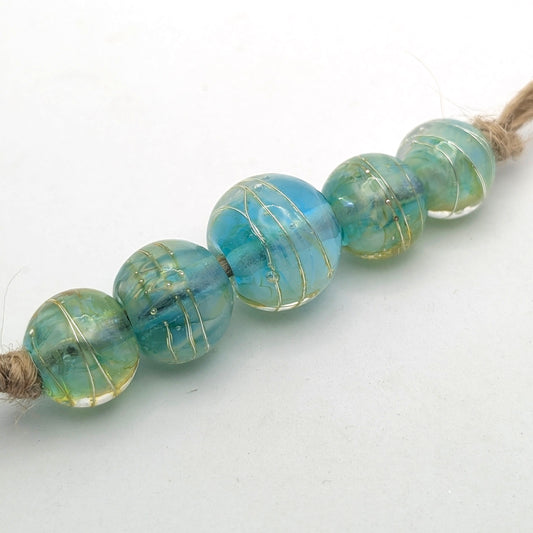 Silver Glass Bead Set of 5