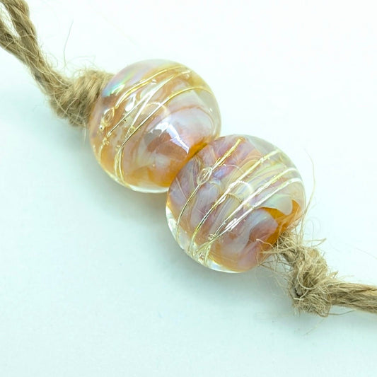 Silver Glass Rounds Bead Set of 2