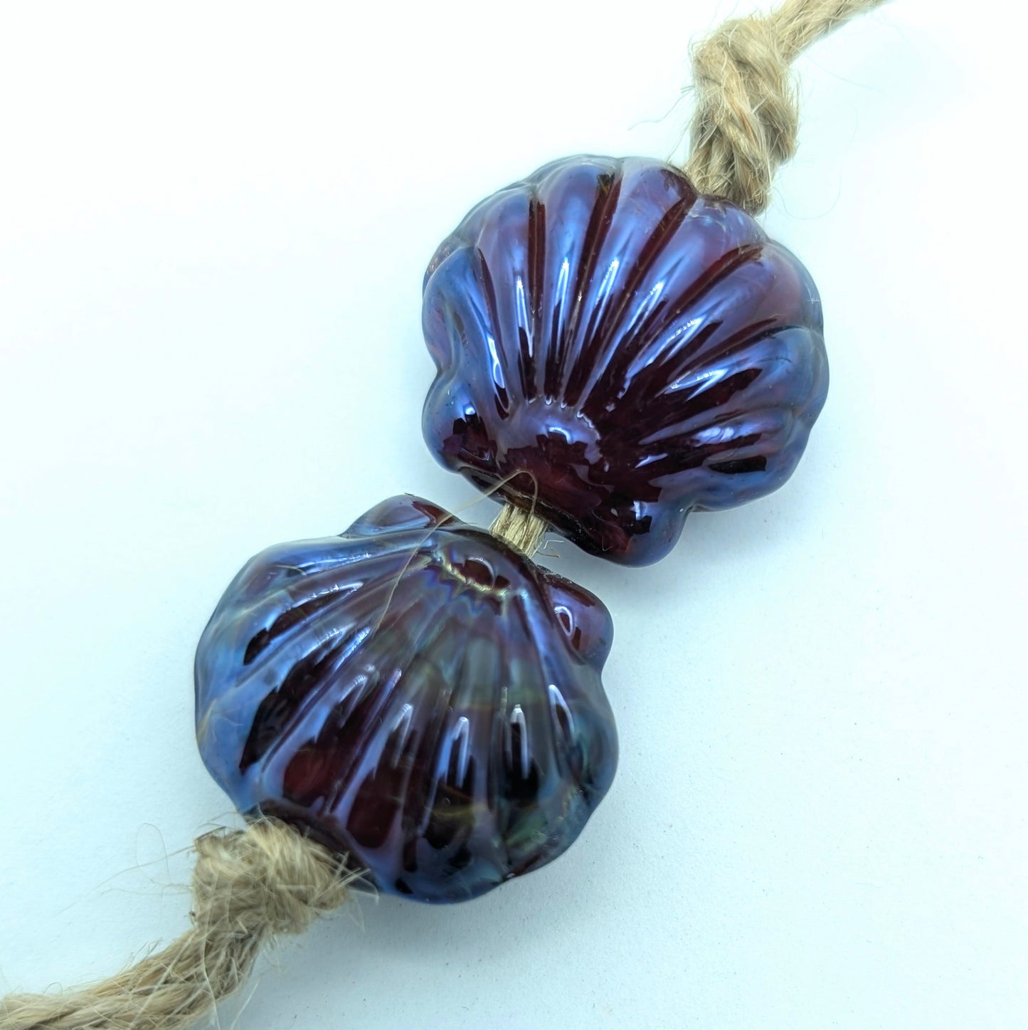 Silver Glass Shell Bead Set of 2