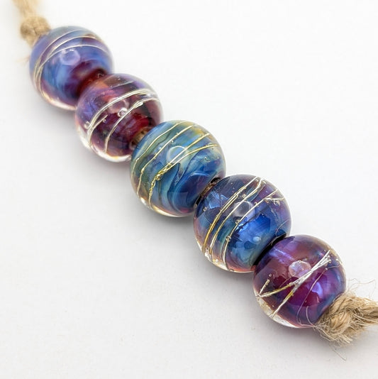 Silver Glass Bead Set of 5