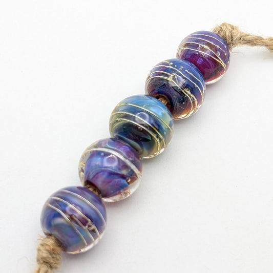 Silver Glass Bead Set of 5