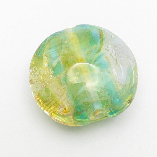 Silver Glass Focal Lentil Bead