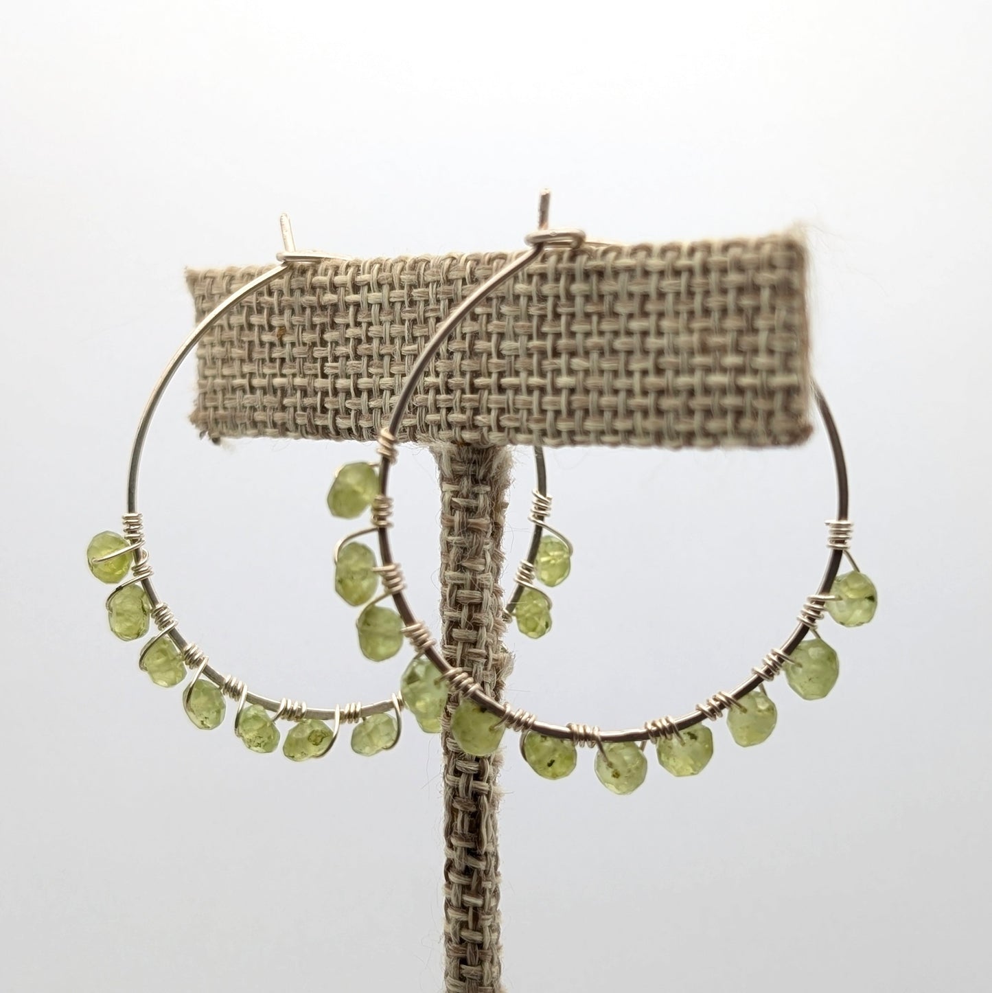 Sterling Silver & Peridot Hoop Earrings