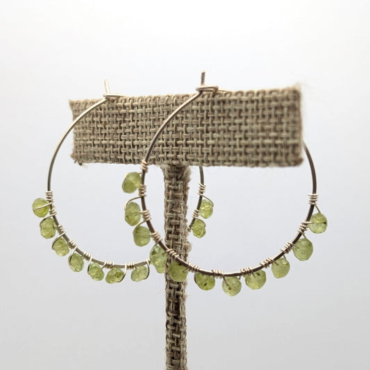 Sterling Silver & Peridot Hoop Earrings