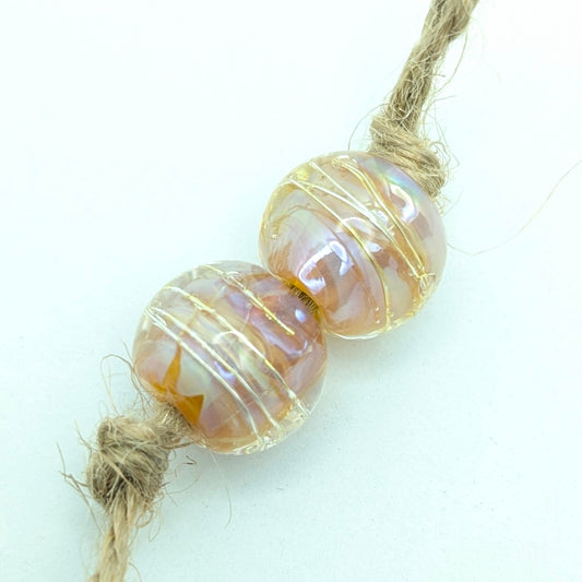 Silver Glass Rounds Bead Set of 2