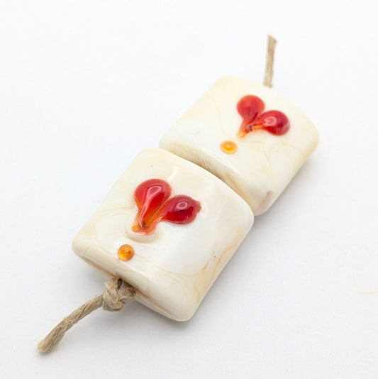 Ivory Glass Mushroom Pillow Beads