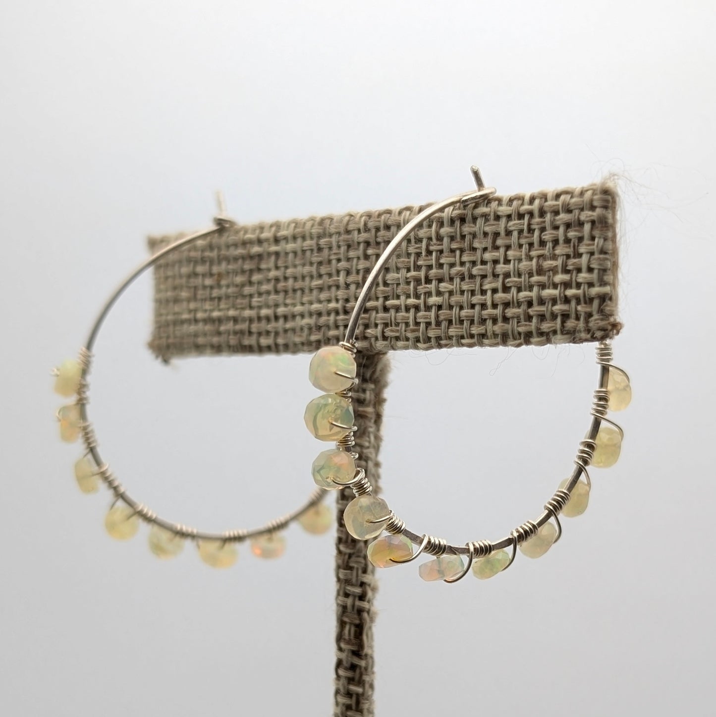 Sterling Silver & Opal Hoop Earrings