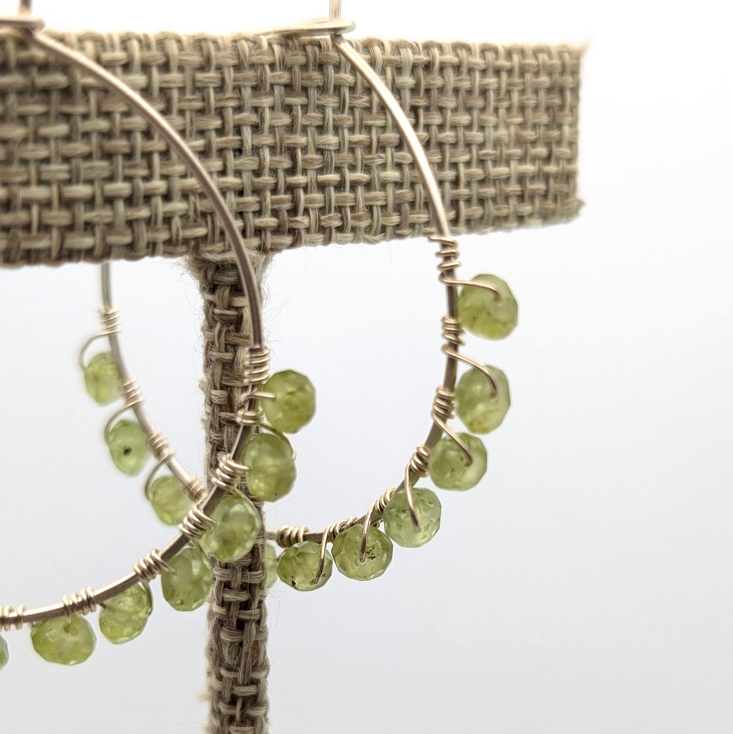 Sterling Silver & Peridot Hoop Earrings
