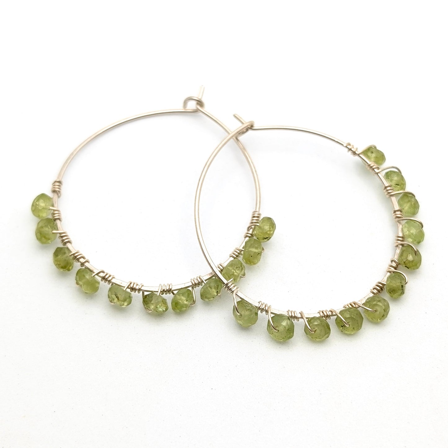 Sterling Silver & Peridot Hoop Earrings