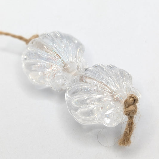 Dichroic Shell Glass Beads Pair
