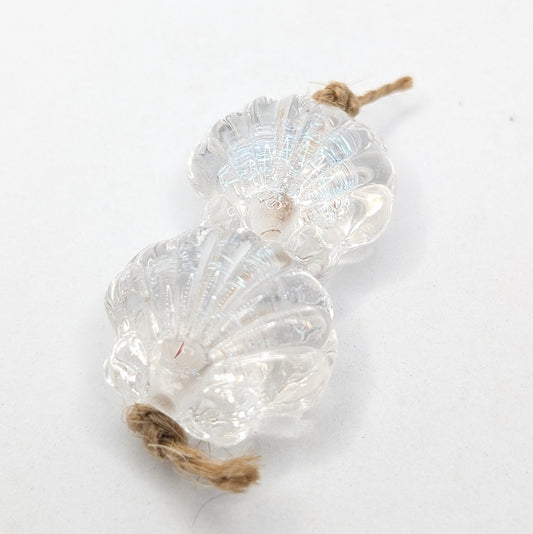 Dichroic Shell Glass Beads Pair