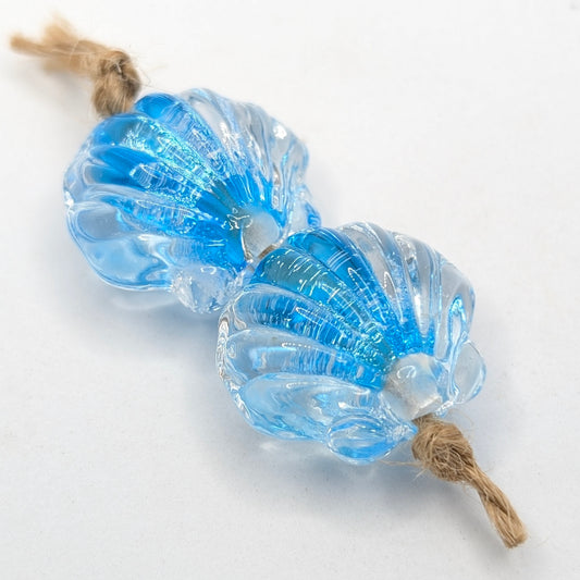 Dichroic Shell Glass Beads Pair