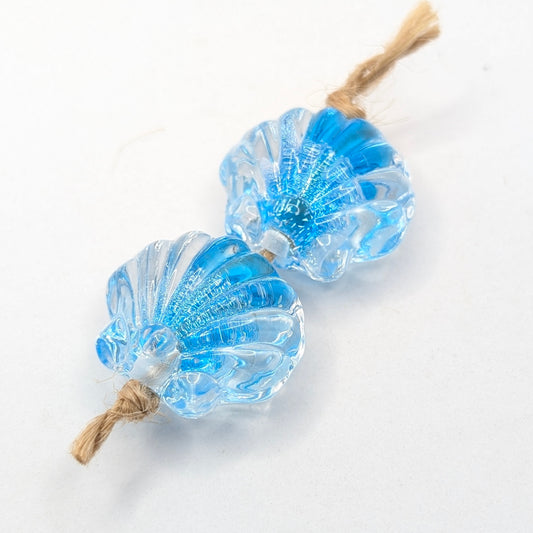 Dichroic Shell Glass Beads Pair