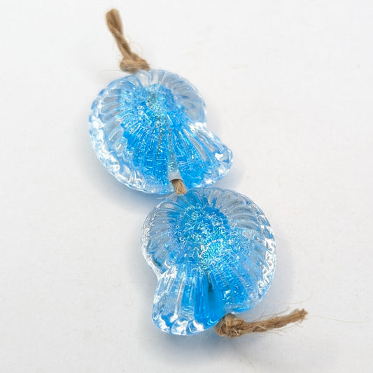 Dichroic Shell Glass Beads Pair