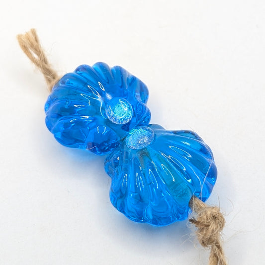Dichroic Shell Glass Beads Pair