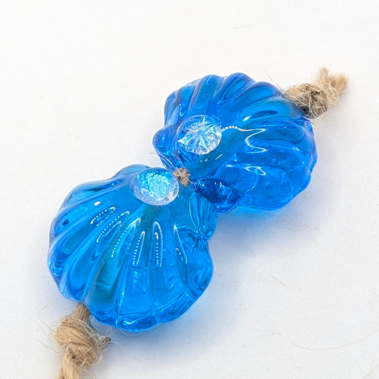 Dichroic Shell Glass Beads Pair
