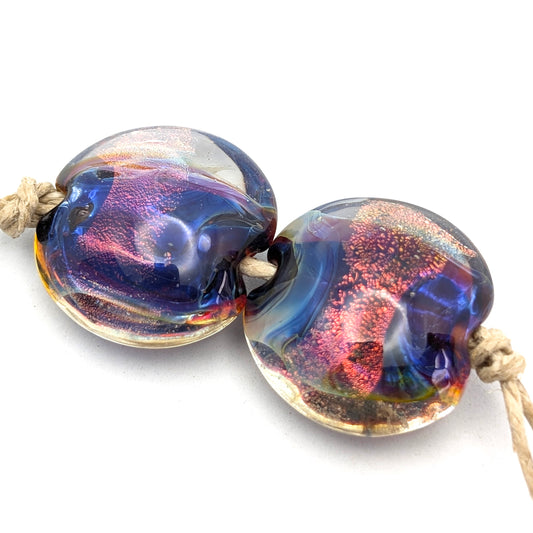Silver Glass and Dichro Lentil Beads